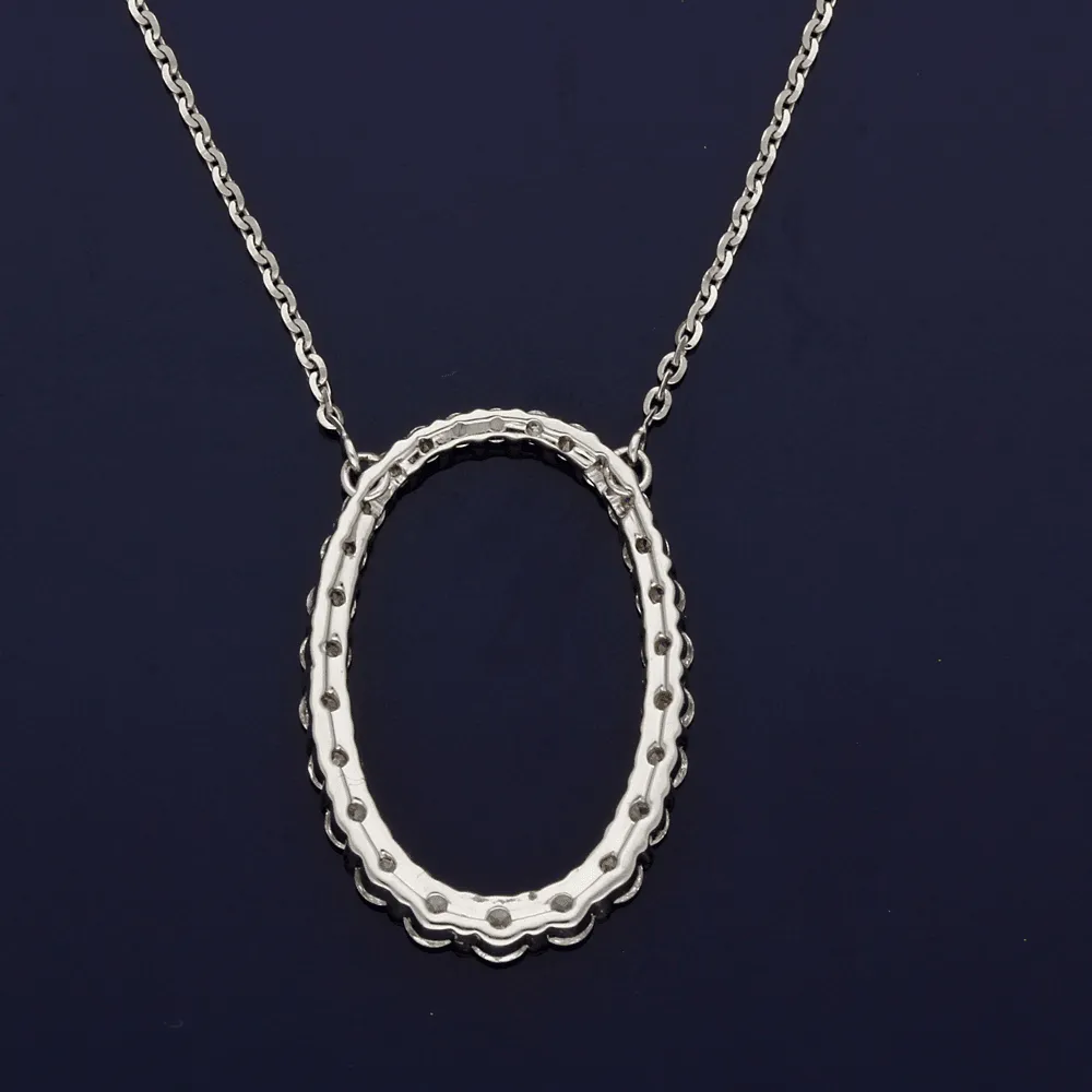 18ct White Gold Graduated Diamond Oval Necklace