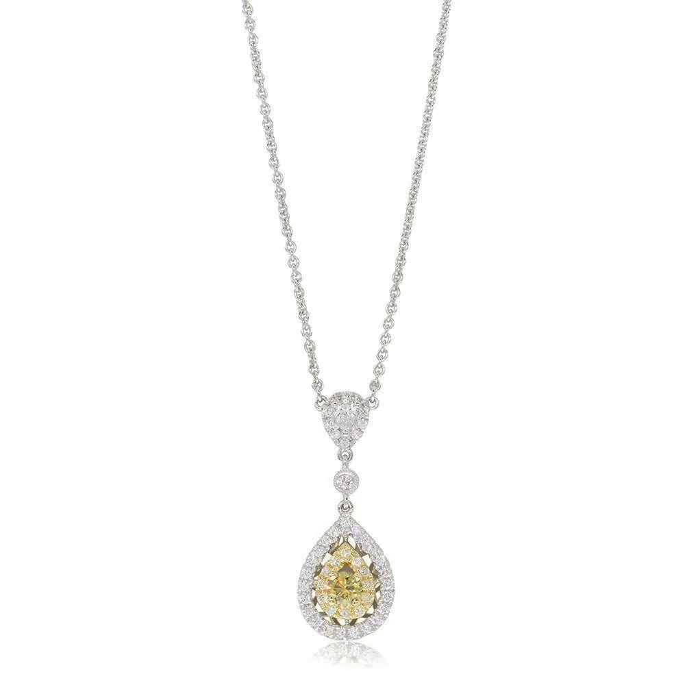 18ct White Gold Yellow Diamond Pendant