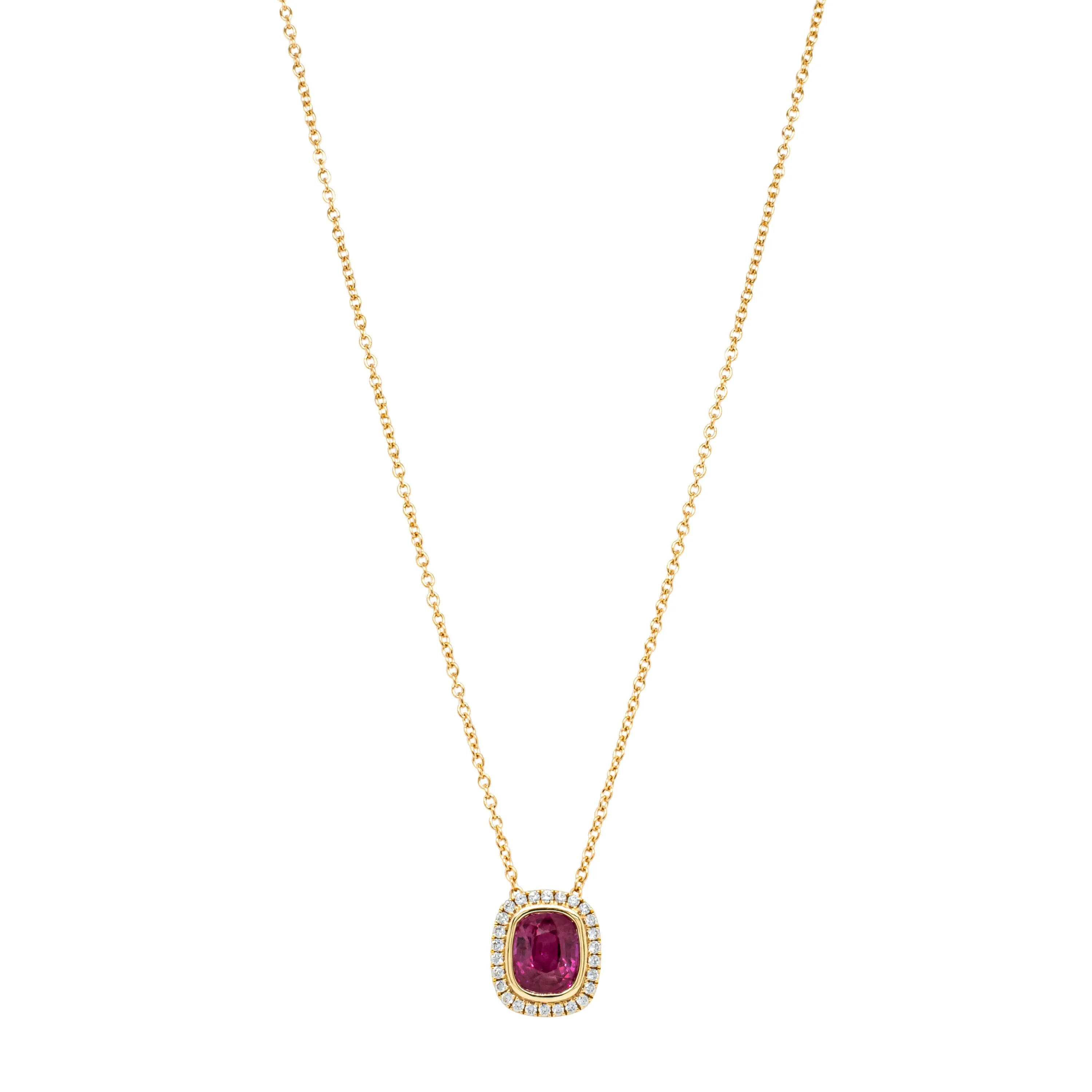 18ct Yellow Gold 1.54ct Pink Sapphire & Diamond Isla Pendant
