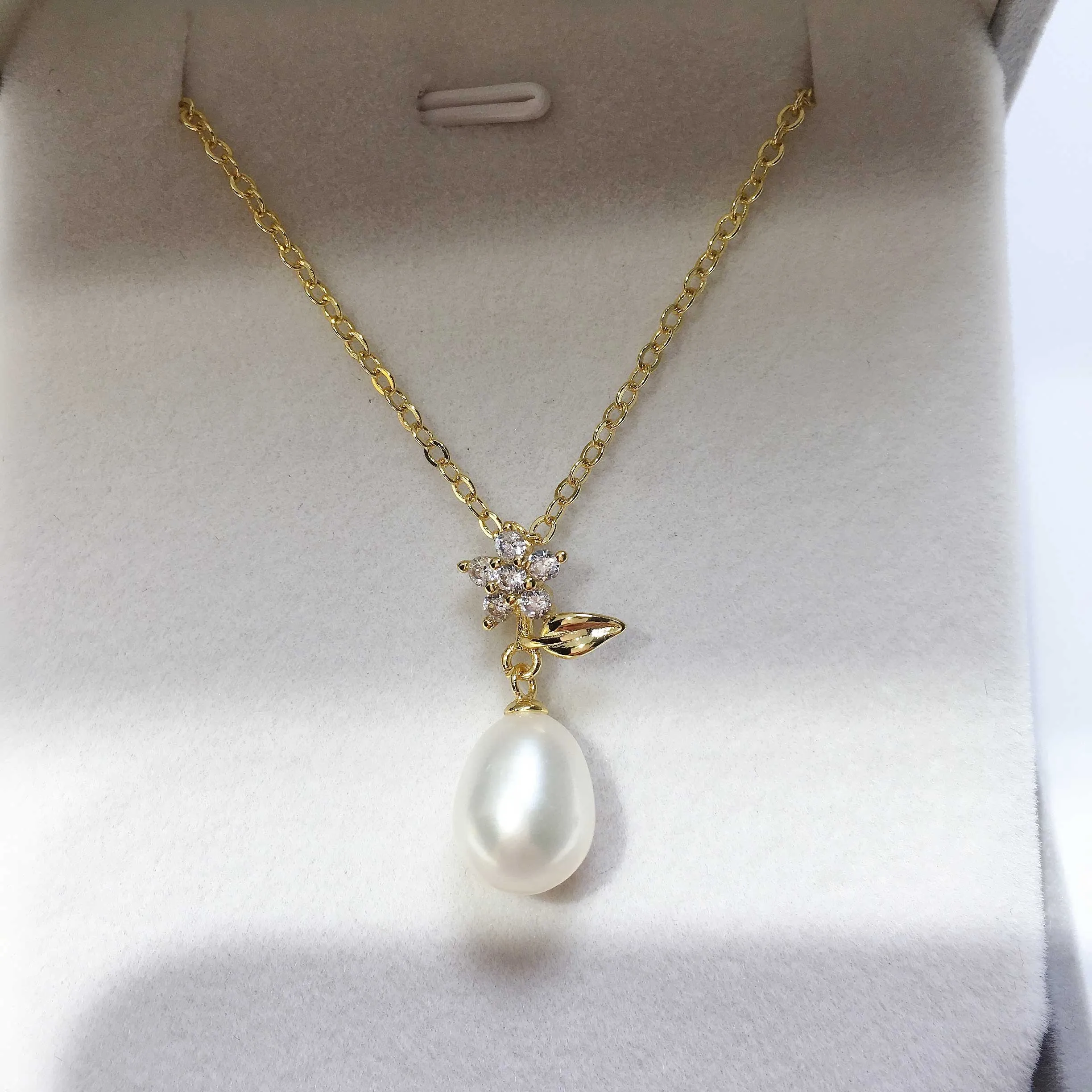 18K Gold Plating Pearl Pendant Real Natural Freshwater Pearl Necklace