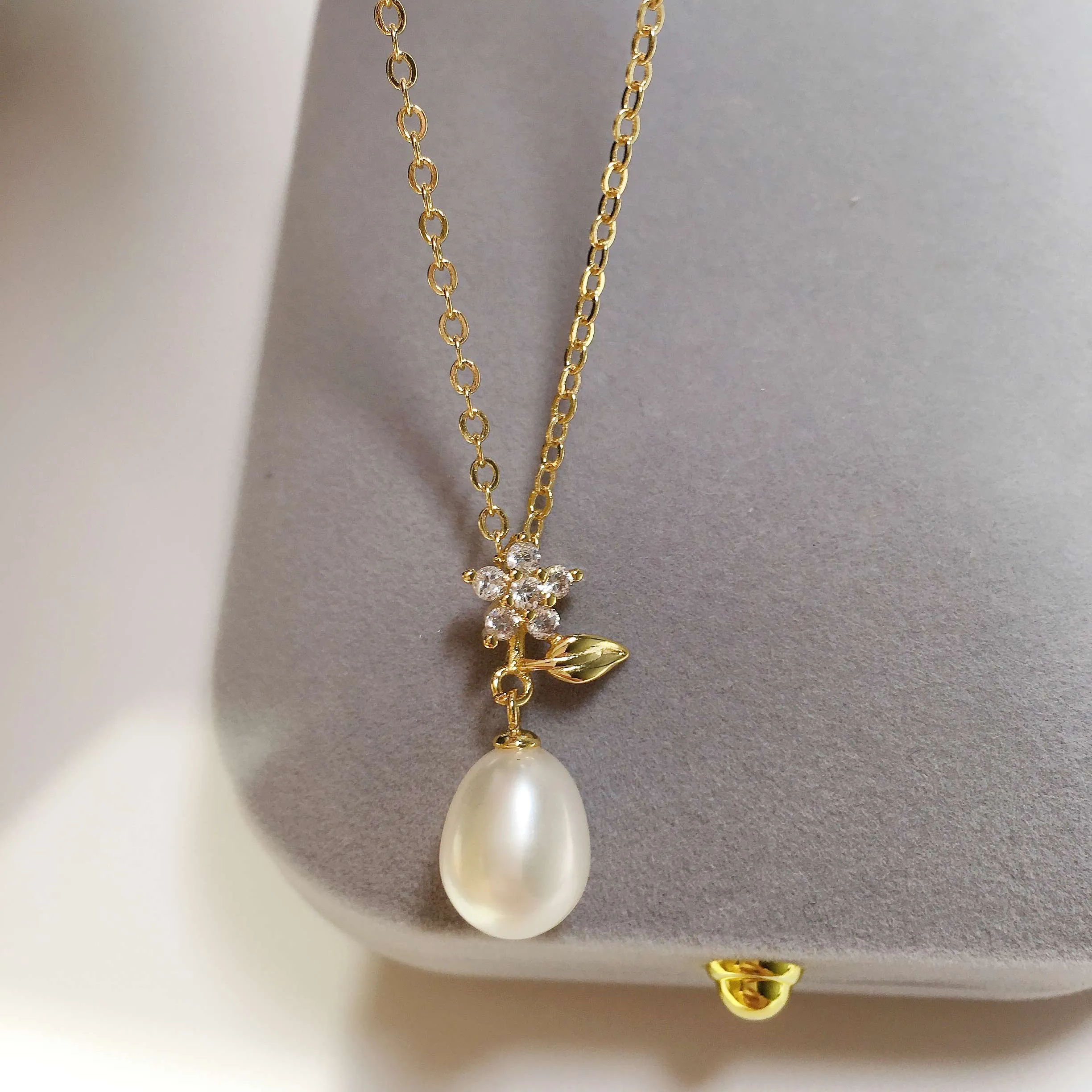 18K Gold Plating Pearl Pendant Real Natural Freshwater Pearl Necklace
