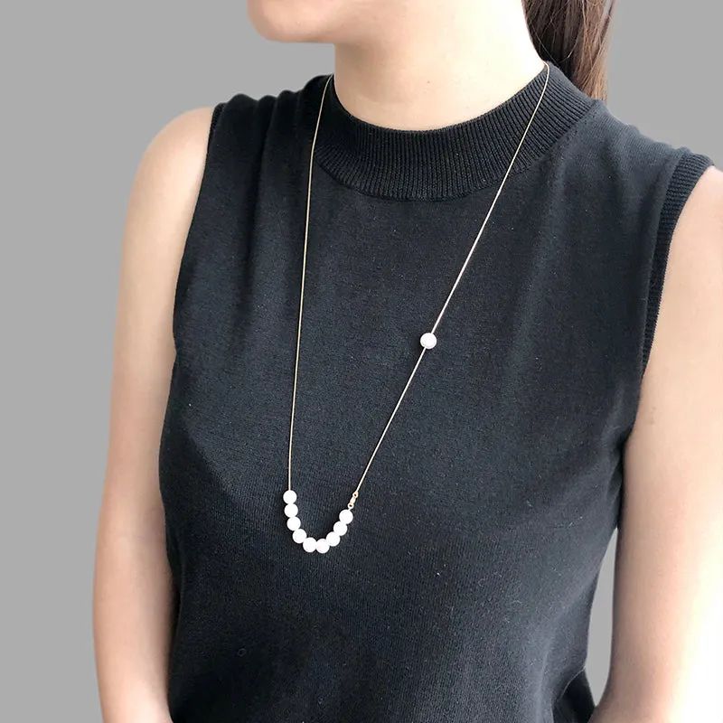 18K Real Gold   10 pieces 8mm Akoya Long & Short two way necklaces