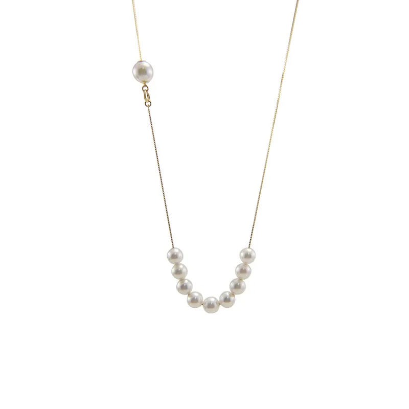 18K Real Gold   10 pieces 8mm Akoya Long & Short two way necklaces