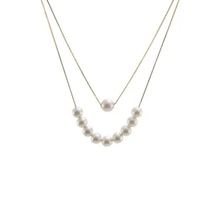 18K Real Gold   10 pieces 8mm Akoya Long & Short two way necklaces