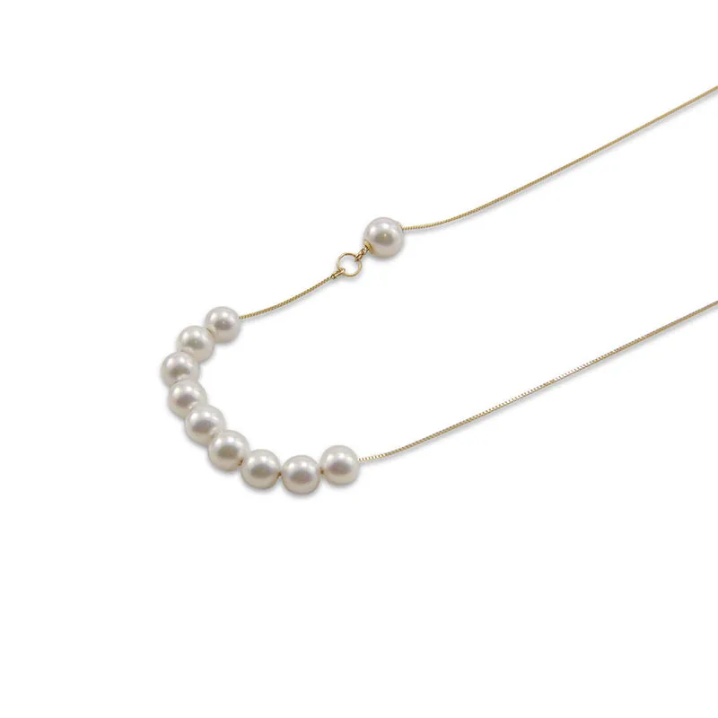 18K Real Gold   10 pieces 8mm Akoya Long & Short two way necklaces