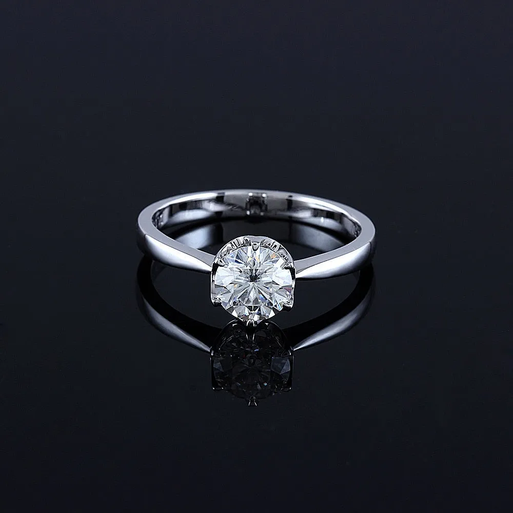 18k White Gold Solitaire Moissanite Ring 1ct