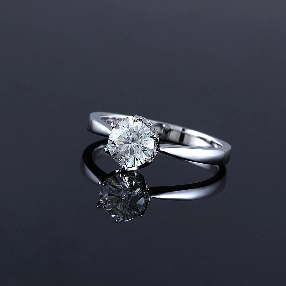 18k White Gold Solitaire Moissanite Ring 1ct