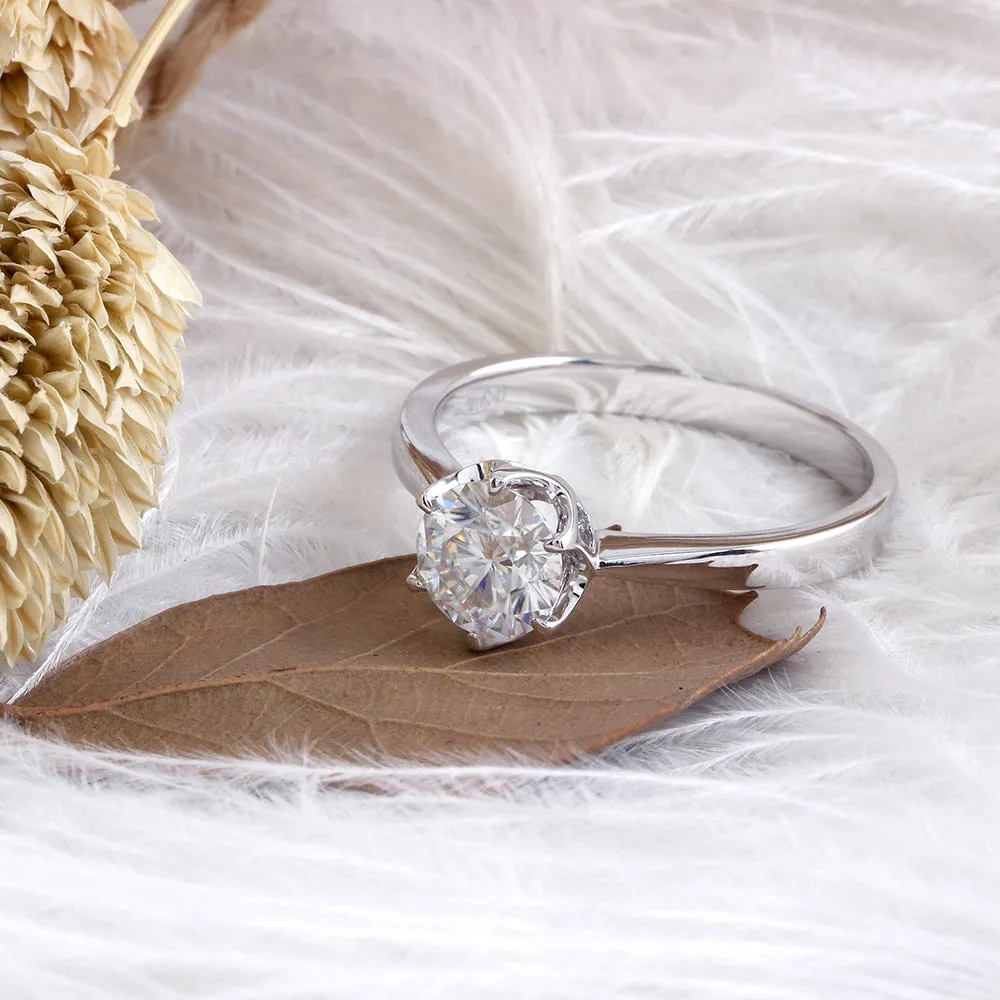 18k White Gold Solitaire Moissanite Ring 1ct
