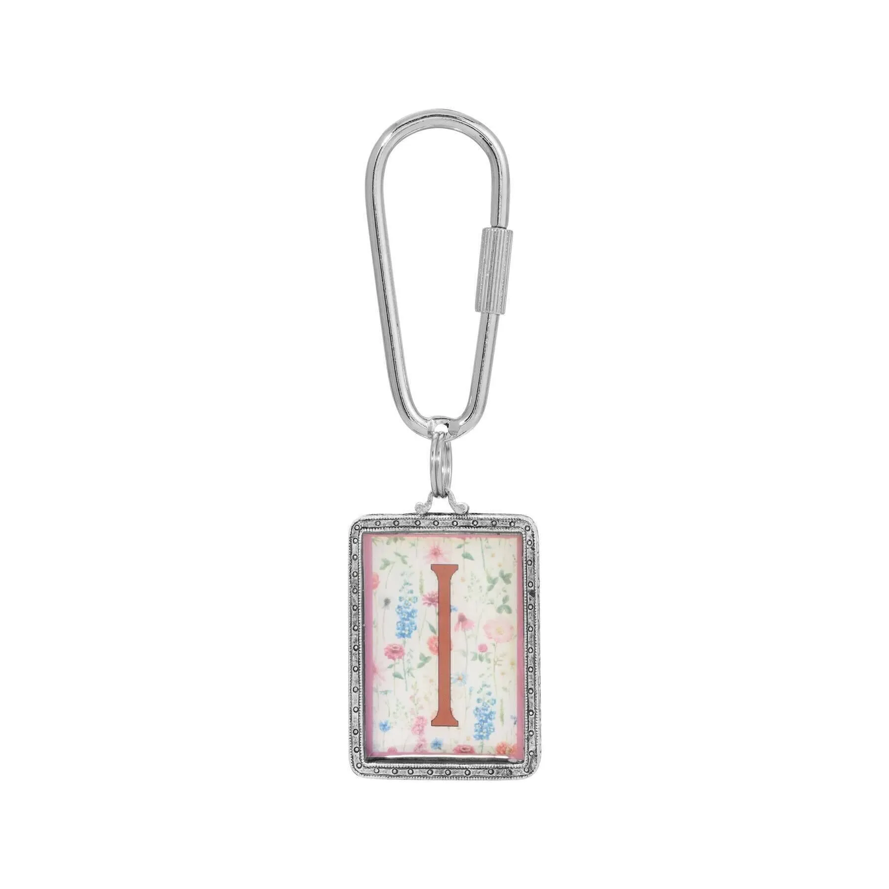 1928 Jewelry Pink Floral Motif Initial Carabiner Key Chain