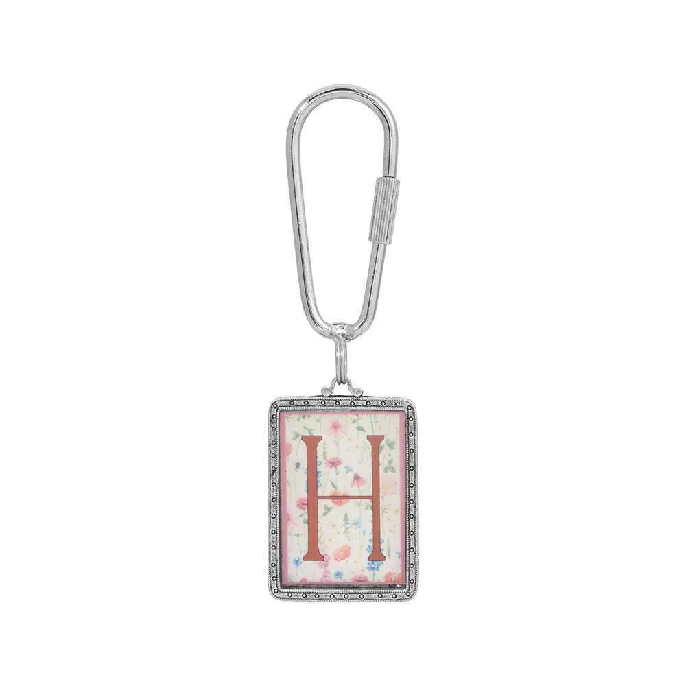 1928 Jewelry Pink Floral Motif Initial Carabiner Key Chain