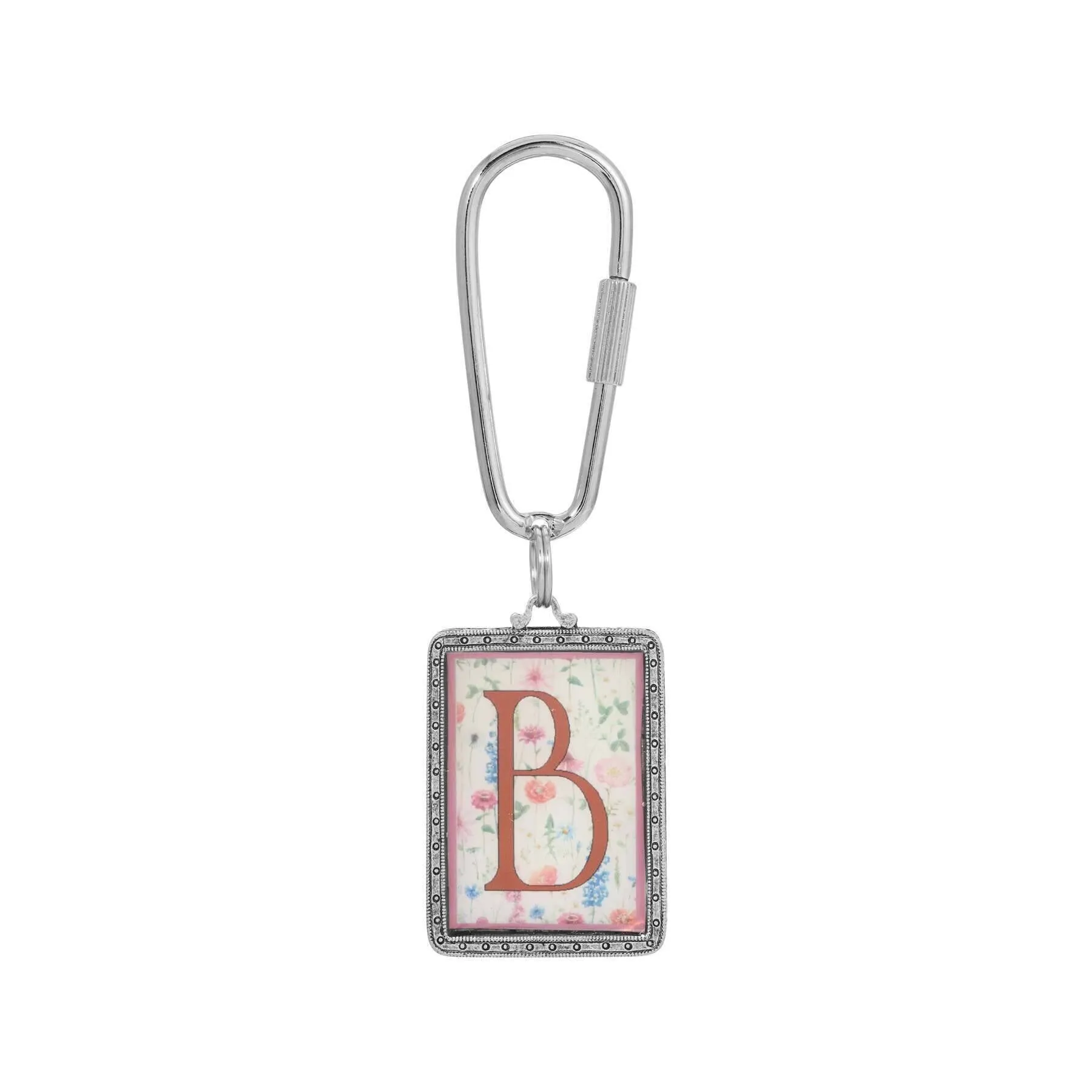 1928 Jewelry Pink Floral Motif Initial Carabiner Key Chain
