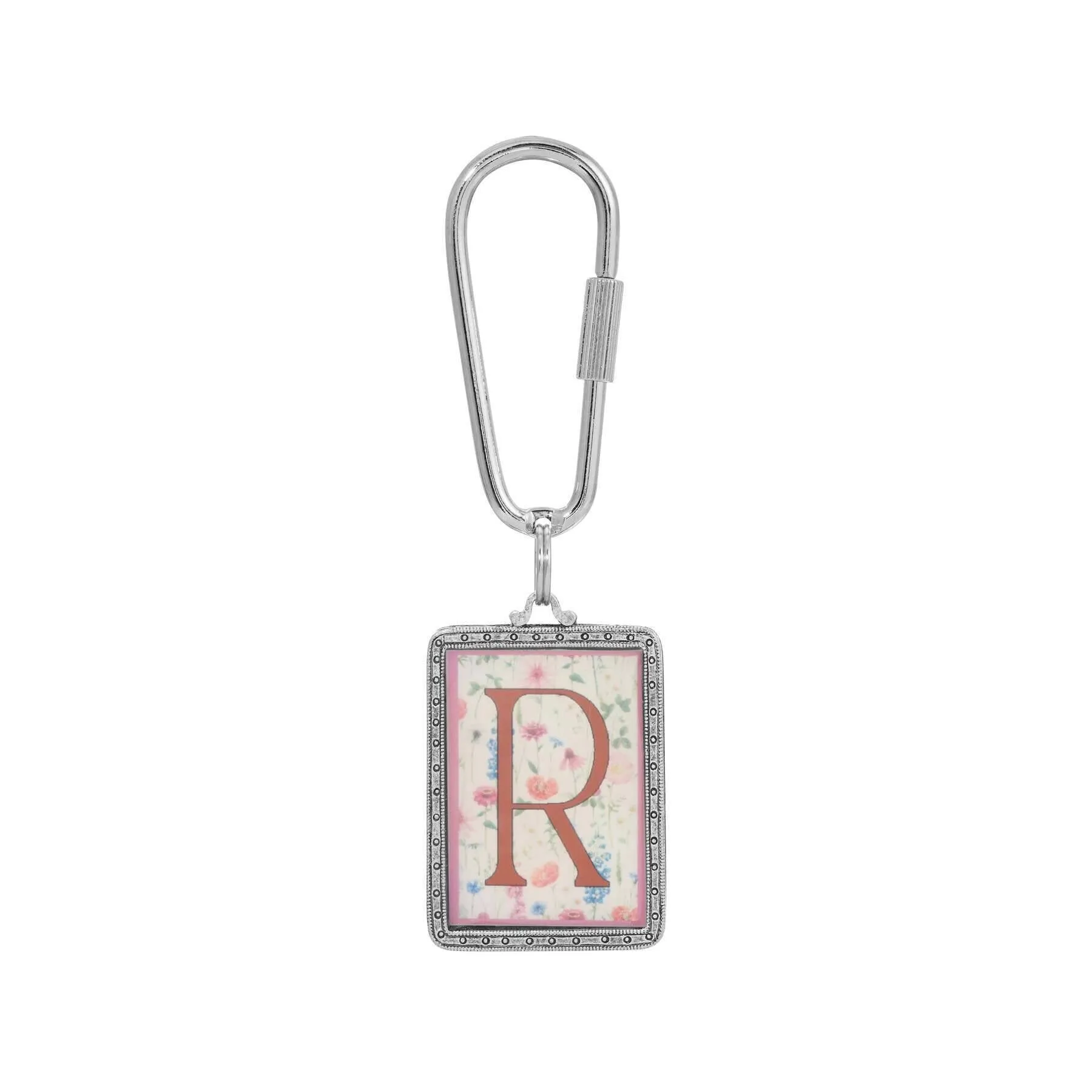 1928 Jewelry Pink Floral Motif Initial Carabiner Key Chain