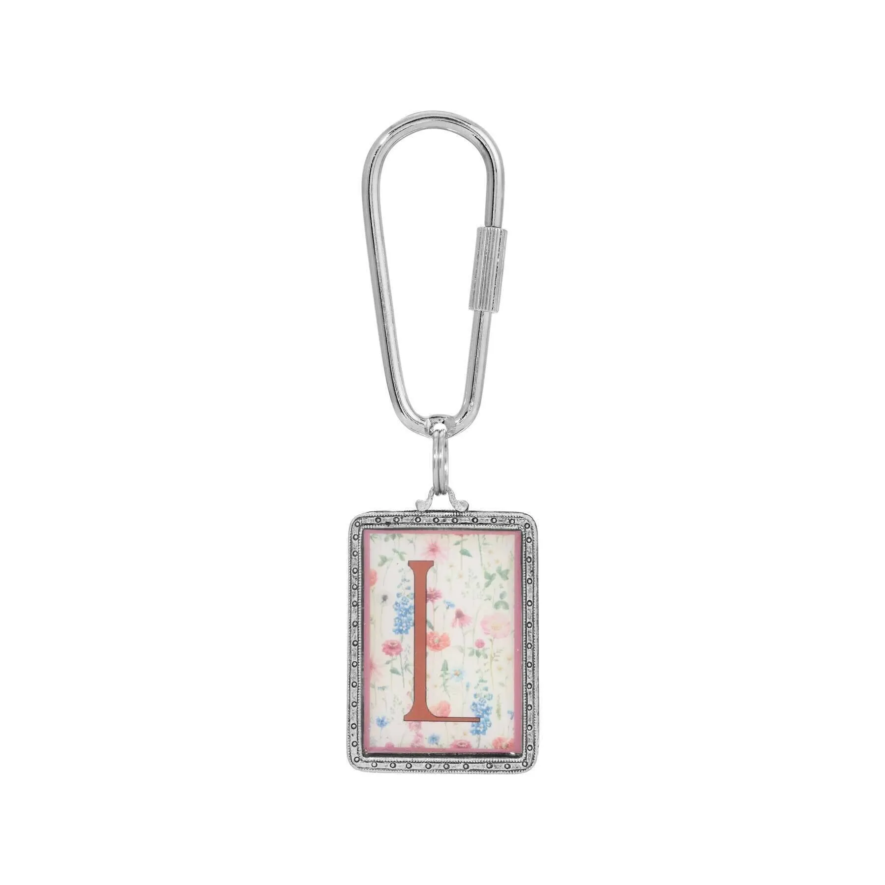 1928 Jewelry Pink Floral Motif Initial Carabiner Key Chain