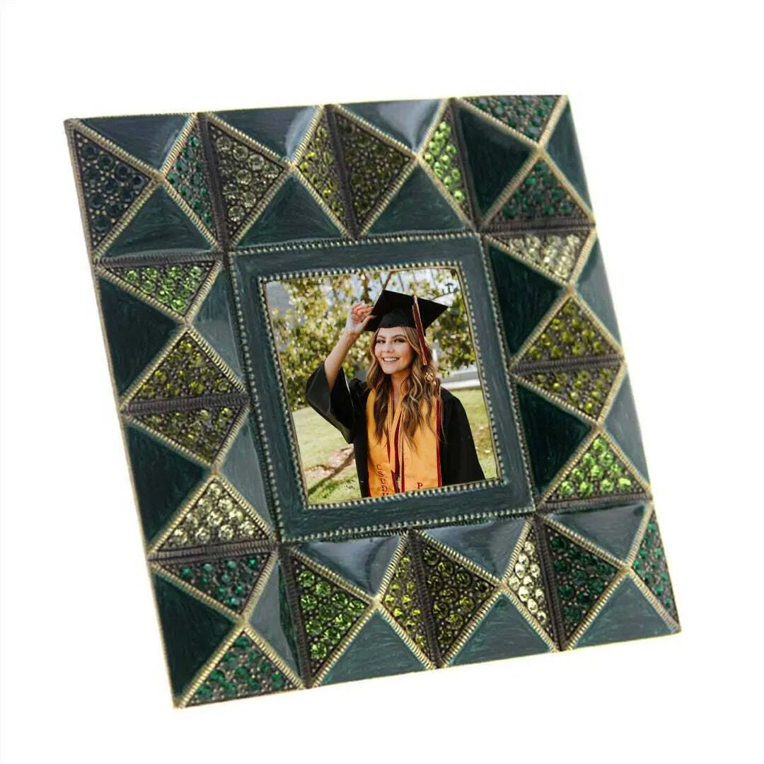 1928 Jewelry Pyramidal Elegance Square Crystal Picture Frame 2" X 2"