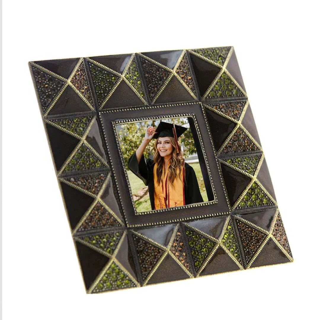 1928 Jewelry Pyramidal Elegance Square Crystal Picture Frame 2" X 2"