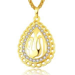 2017 New NAKELULU Allah Necklaces Islamic Jewelry Trendy Women/Men Gift Wholesale Gold color Rhinestone Necklaces & Pendants
