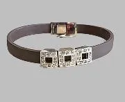 3 Silver Sparkling Square Crystal Charms on Dark Brown
Silicone Bracelet 925 Sterling