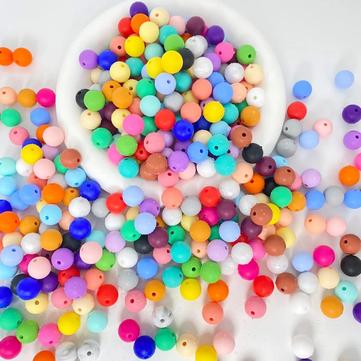 300Pcs Silicone Beads, 12Mm round Silicone Beads Bulk for Keychain Making Kit 30 Colors Rubber Beads Silicone Focal Beads Loose Beads for Necklace Bracelet Lanyard Making