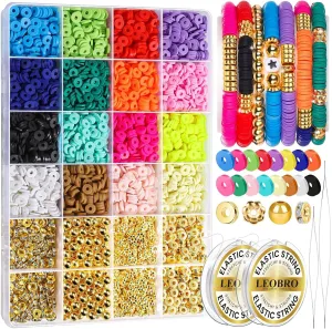 3524Pcs Clay Beads Bracelet Kit, 16 Colors Clay Beads Bracelet Making Kit, Friendship Bracelets Bead Bracelet Kit, Clay Beads for Bracelets, Clay Bead Set, Polymer Clay Beads Flat Beads Kit
