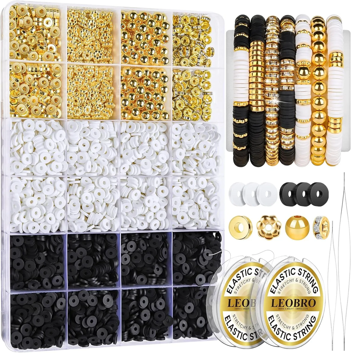 3524Pcs Clay Beads Bracelet Kit, 16 Colors Clay Beads Bracelet Making Kit, Friendship Bracelets Bead Bracelet Kit, Clay Beads for Bracelets, Clay Bead Set, Polymer Clay Beads Flat Beads Kit
