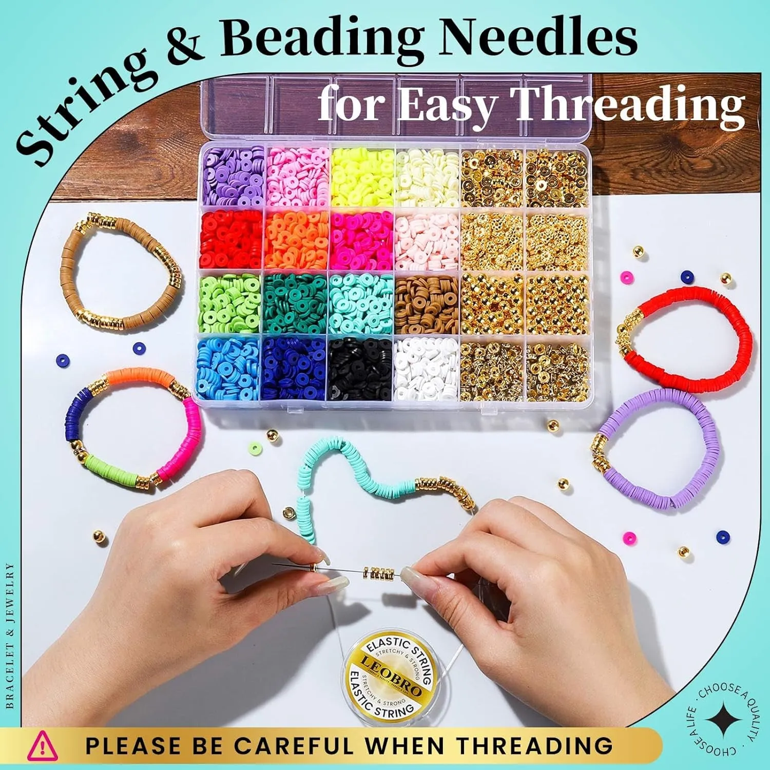 3524Pcs Clay Beads Bracelet Kit, 16 Colors Clay Beads Bracelet Making Kit, Friendship Bracelets Bead Bracelet Kit, Clay Beads for Bracelets, Clay Bead Set, Polymer Clay Beads Flat Beads Kit