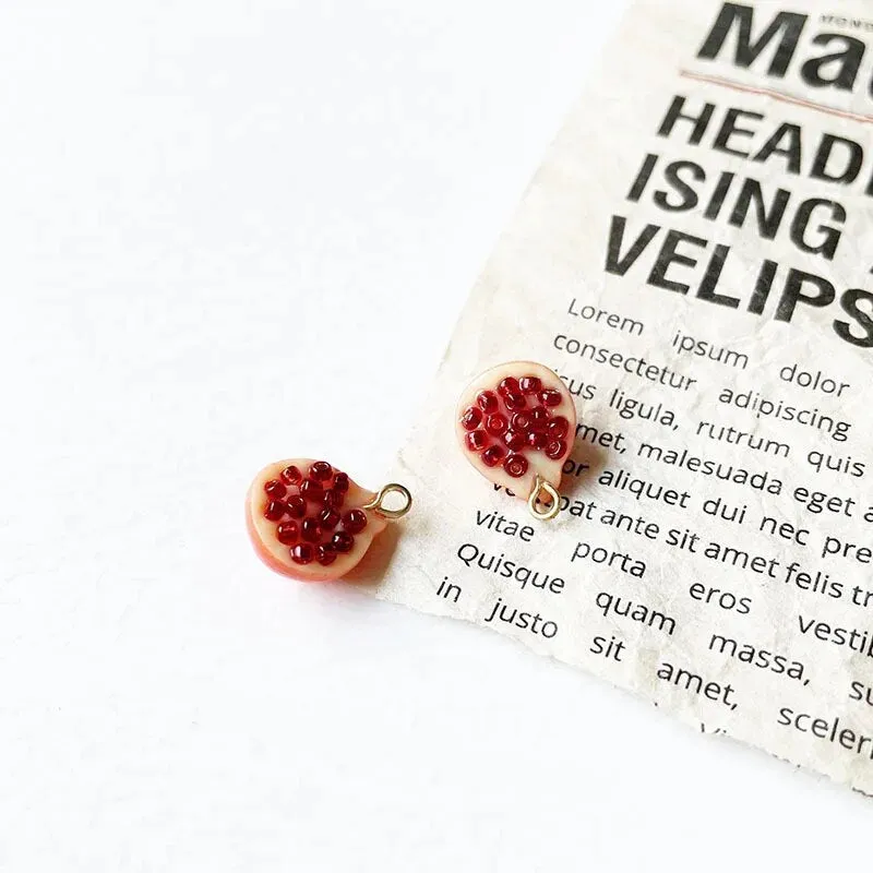 6pcs Grape Fruits Resin Food Charms Diy Findings Kawaii 3D Keychain Bracelet Earring Pendant Charms for Jewelry Making Suppplies