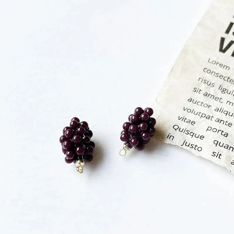 6pcs Grape Fruits Resin Food Charms Diy Findings Kawaii 3D Keychain Bracelet Earring Pendant Charms for Jewelry Making Suppplies