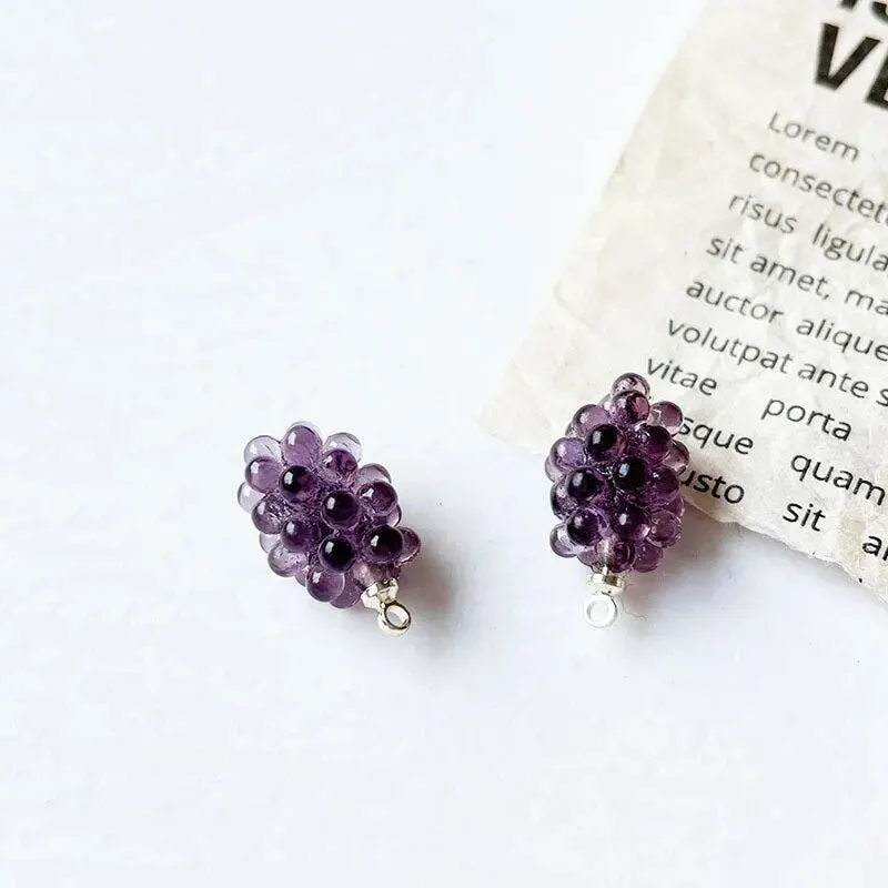 6pcs Grape Fruits Resin Food Charms Diy Findings Kawaii 3D Keychain Bracelet Earring Pendant Charms for Jewelry Making Suppplies