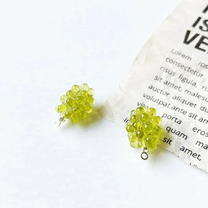 6pcs Grape Fruits Resin Food Charms Diy Findings Kawaii 3D Keychain Bracelet Earring Pendant Charms for Jewelry Making Suppplies