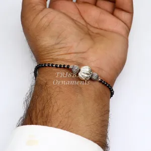 925 sterling silver modern cultural black beaded all sizes girls bracelet Combo use bracelet or anklets, best Mangalsutra bracelet sbr458