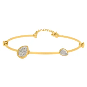 925 Sterling Silver Sparkling Pear Charm Bracelet