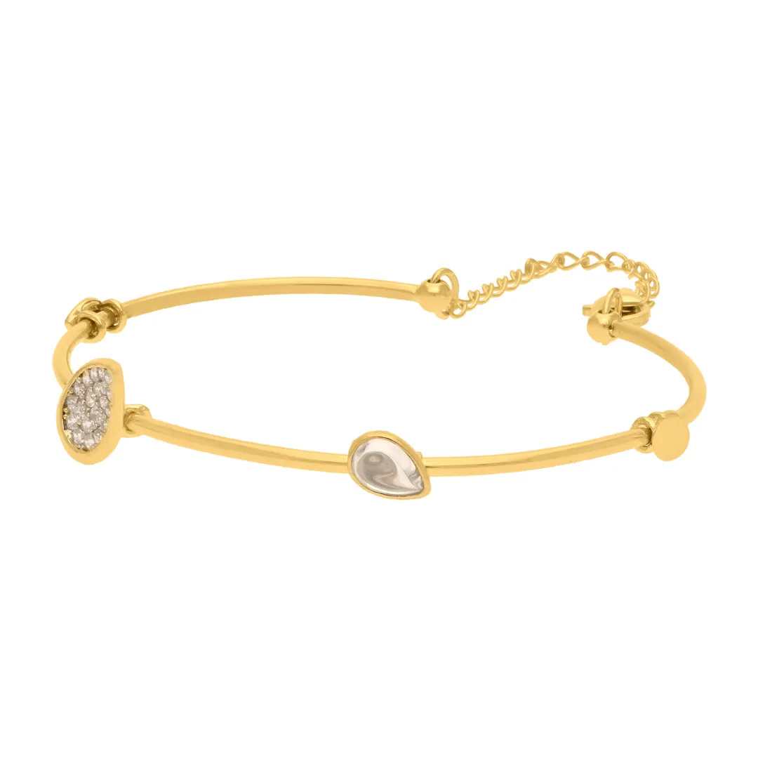 925 Sterling Silver Sparkling Pear Charm Bracelet
