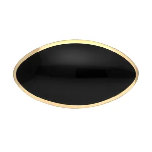 9ct Yellow Gold Whitby Jet Contemporary Oval Brooch