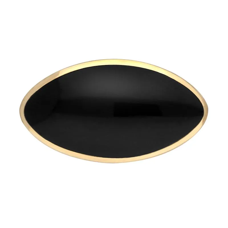 9ct Yellow Gold Whitby Jet Contemporary Oval Brooch