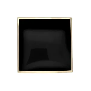 9ct Yellow Gold Whitby Jet Contemporary Square Brooch