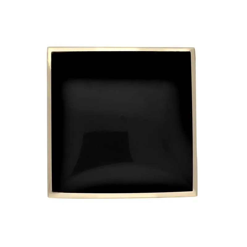 9ct Yellow Gold Whitby Jet Contemporary Square Brooch