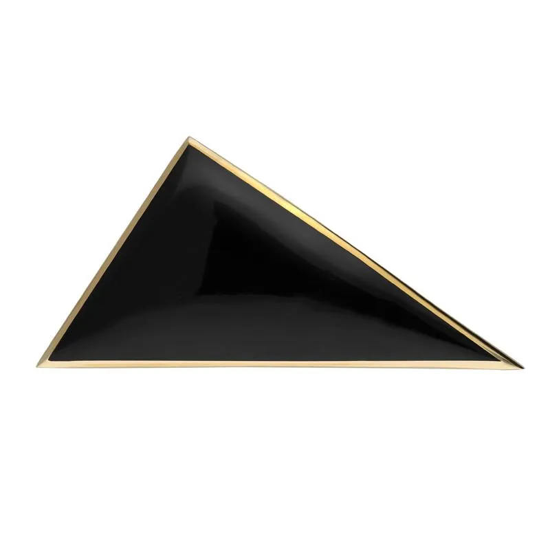 9ct Yellow Gold Whitby Jet Contemporary Triangular Brooch