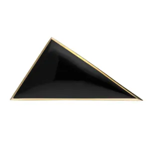 9ct Yellow Gold Whitby Jet Contemporary Triangular Brooch