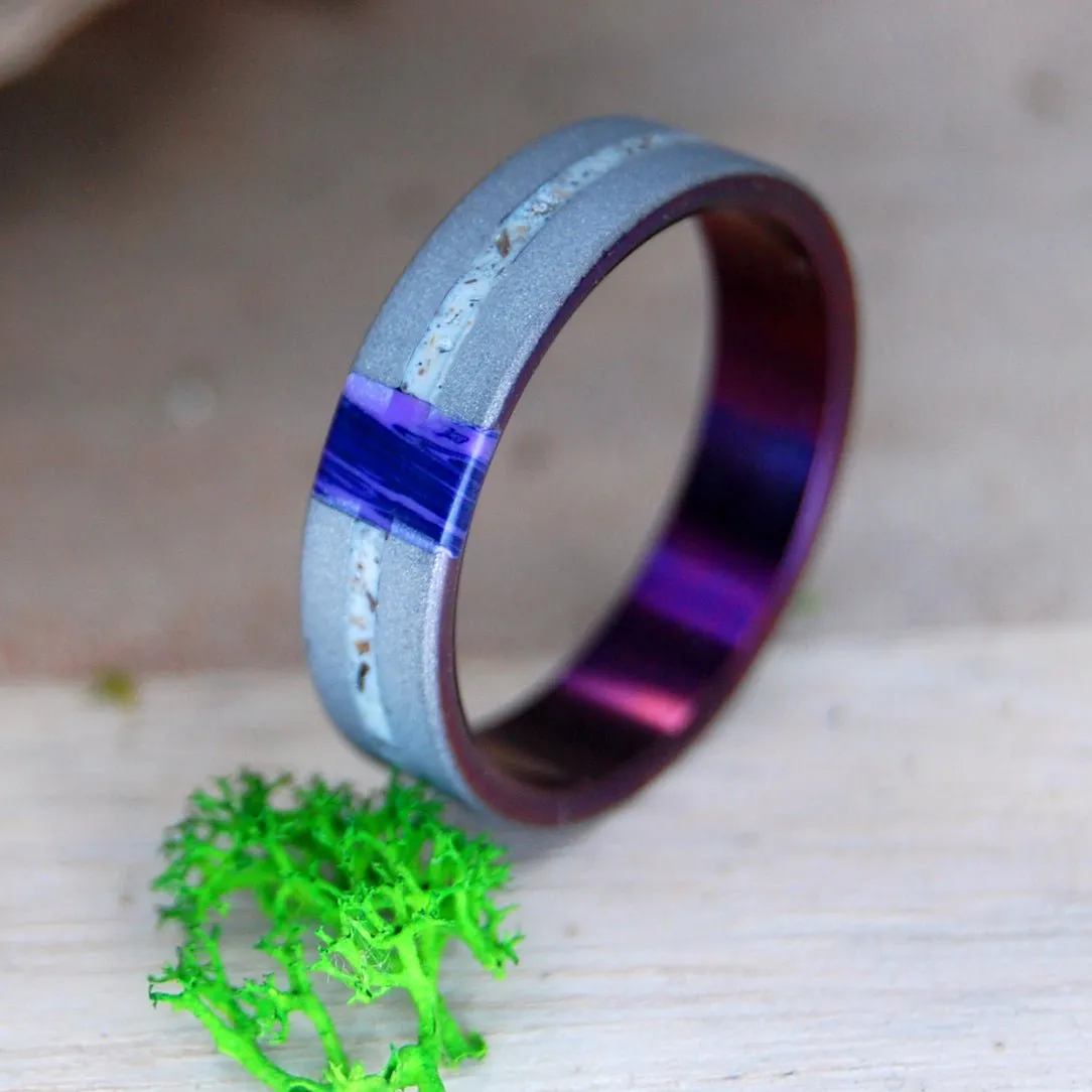 Acropolis In Charoite Storm | Men's Charoite & Titanium Engagement Ring
