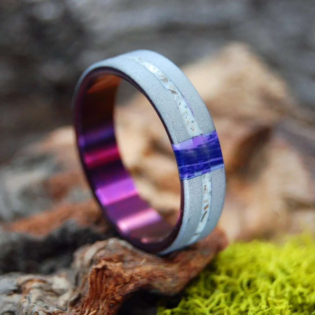 Acropolis In Charoite Storm | Men's Charoite & Titanium Engagement Ring