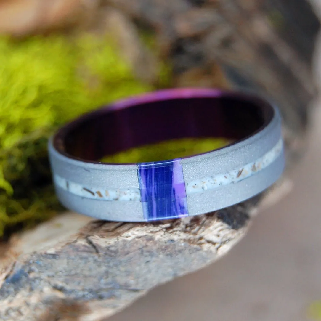 Acropolis In Charoite Storm | Men's Charoite & Titanium Engagement Ring