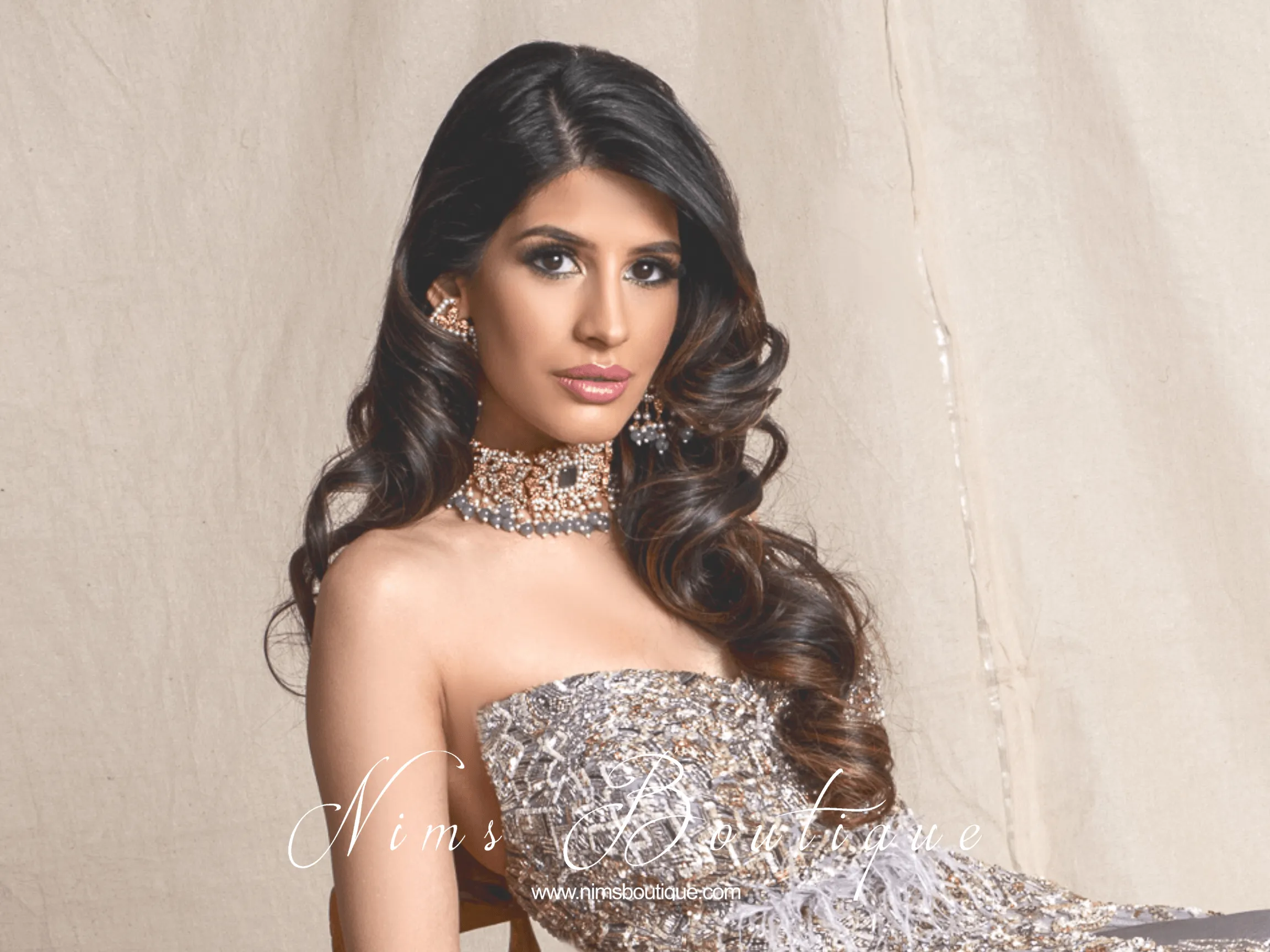 Ananya Grey Bead Maharani Choker Set