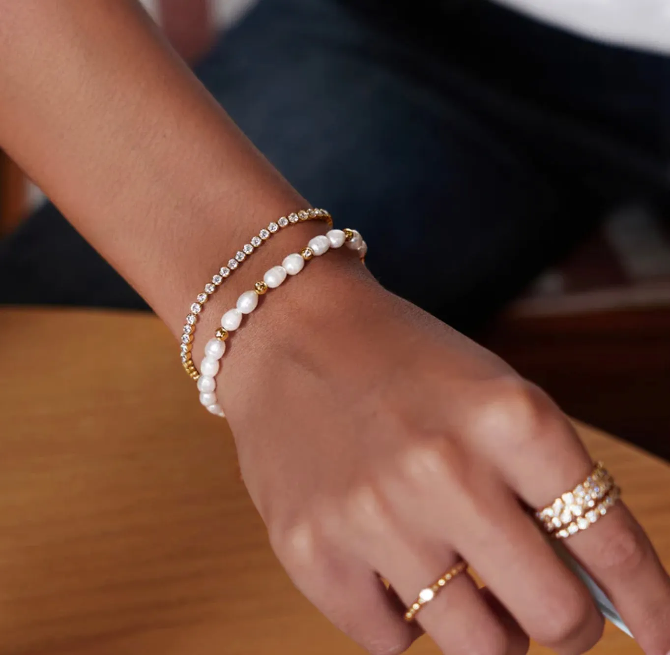 Ania Haie Gold Row Bezel Set Bracelet
