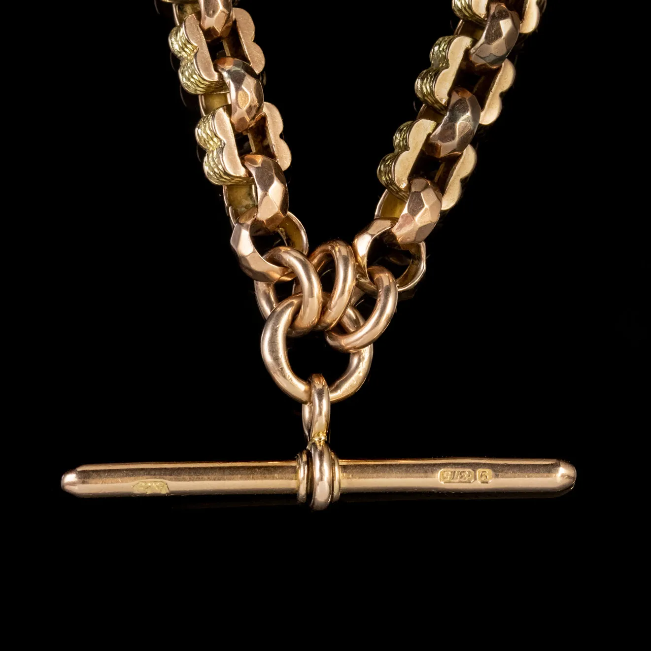 Antique Victorian Albert Chain 9Ct Rose Gold Yellow Gold Circa 1880