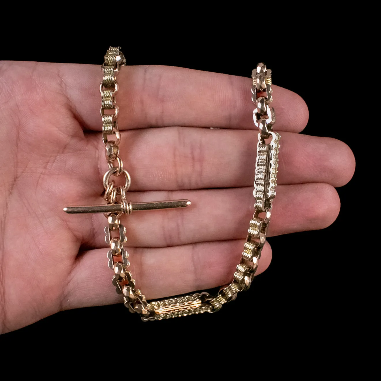 Antique Victorian Albert Chain 9Ct Rose Gold Yellow Gold Circa 1880