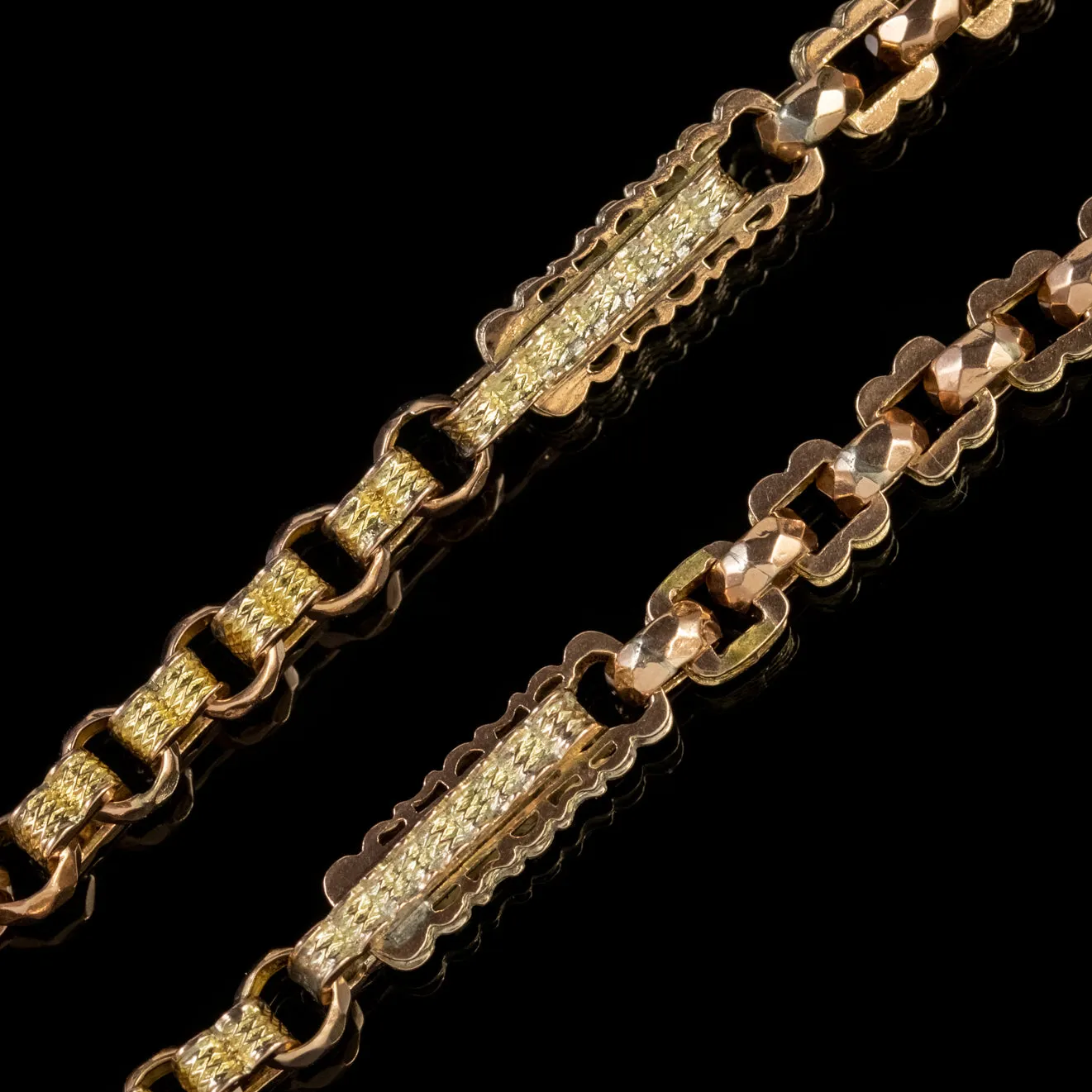 Antique Victorian Albert Chain 9Ct Rose Gold Yellow Gold Circa 1880