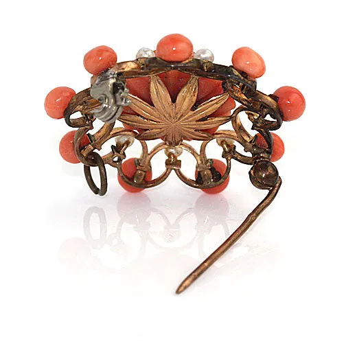 Art Deco Coral Brooch Pendant