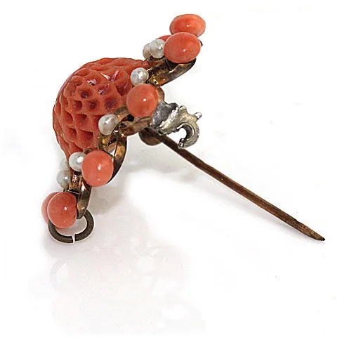 Art Deco Coral Brooch Pendant