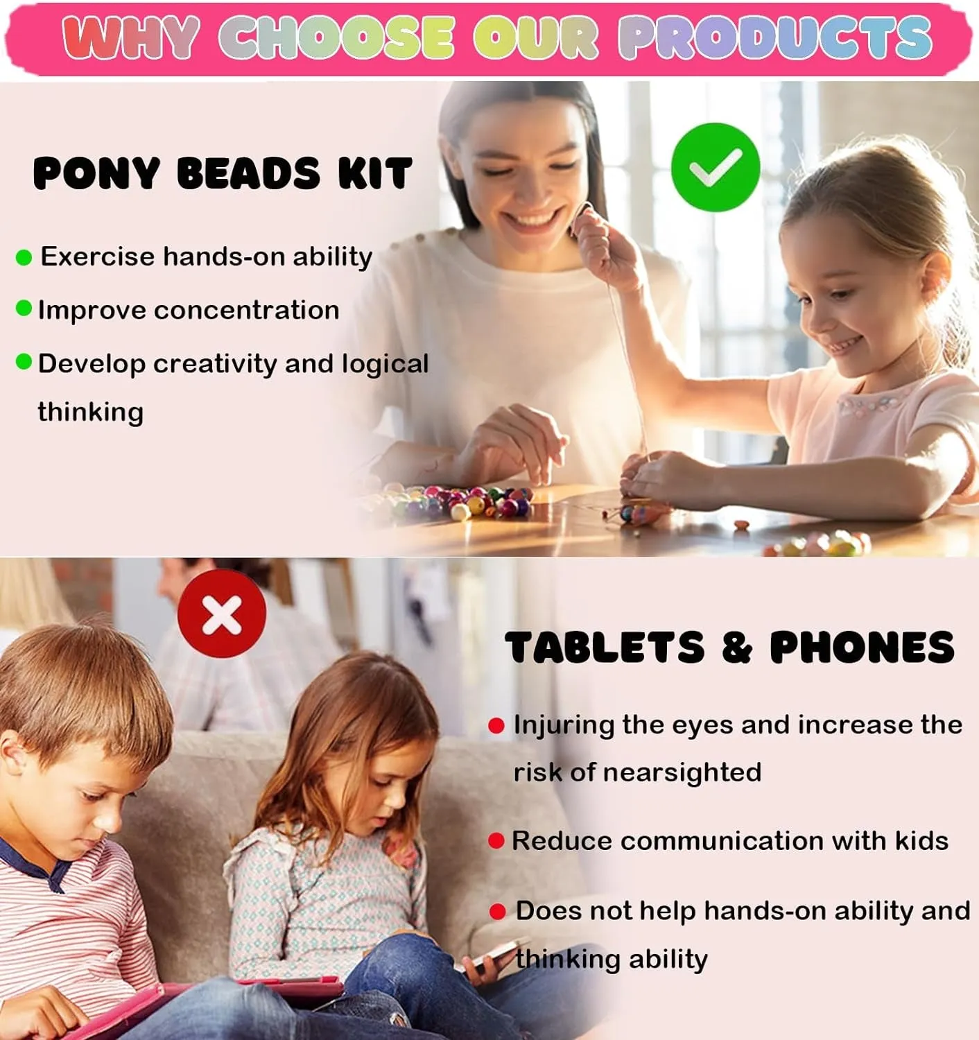Bead Bracelet Making Kit, Friendship Bracelets Making Beads Kit, Pony Beads Charms Beads Clay Flower Letter Beads for Jewelry Making Kit, DIY Arts and Crafts Gifts for Girls Age 6 7 8 9 10-12