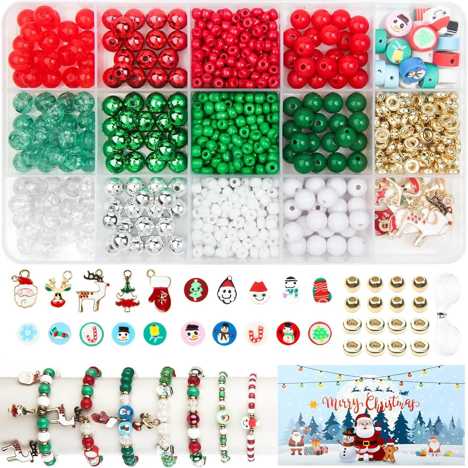 Bead set for threading, 880 pieces bracelets do it yourself colorful beads craft beads Pearls